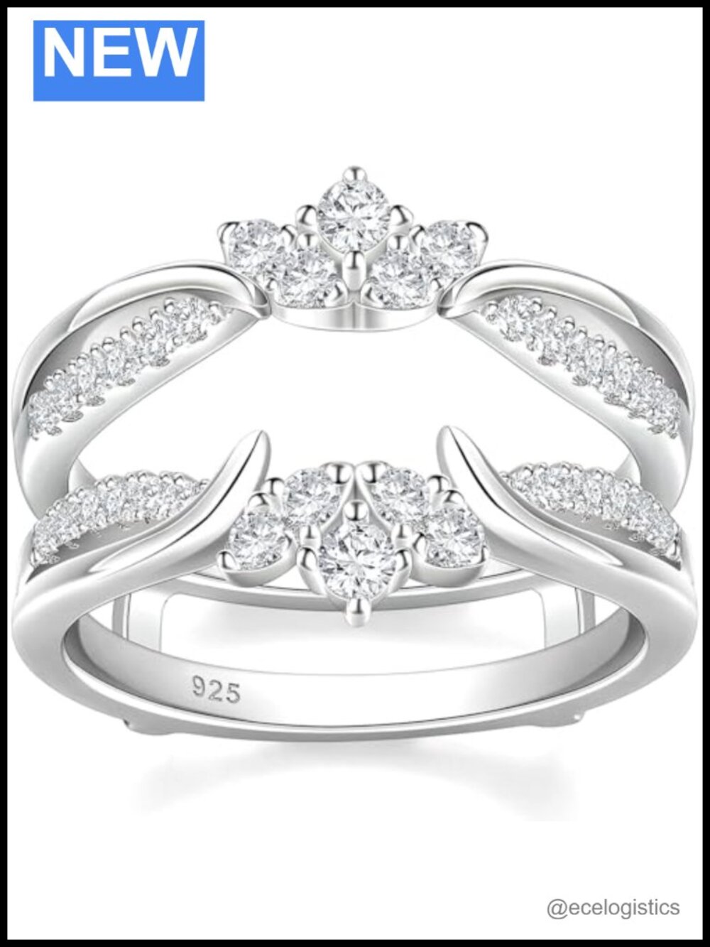 925 Sterling Silver Moissanite Ring Enhancer for Engagement Rings